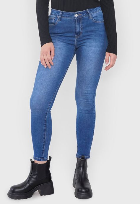 Jeans Mujer Azul Medio Calce Skinny Corona-1