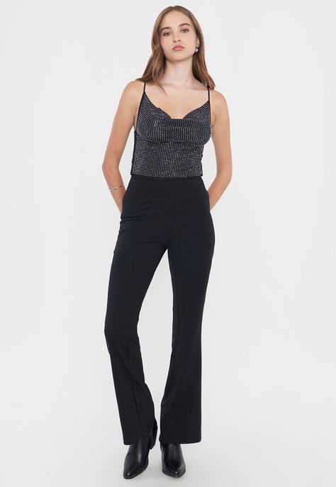 Peto Mujer Brillos Drapeado Negro Corona-3