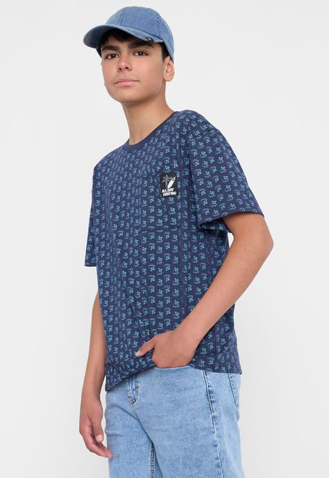 Polera Niño Teen MC Full Bolsillo Azul Corona-0