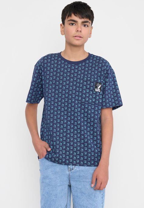 Polera Niño Teen MC Full Bolsillo Azul Corona-1