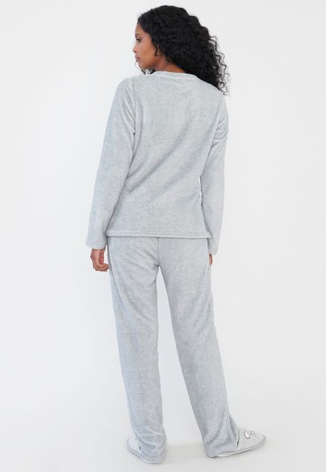 Pijama Mujer Coral Print Gris Corona-1