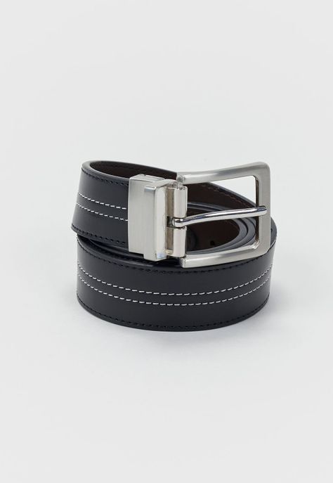 Cinturón Hombre Hebilla Reversible Negro Corona-0