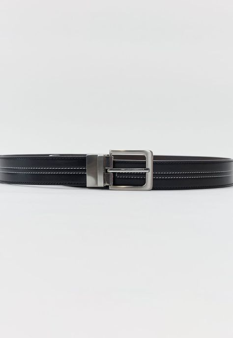 Cinturón Hombre Hebilla Reversible Negro Corona-1