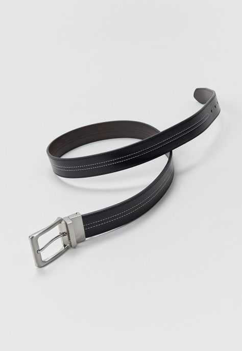 Cinturón Hombre Hebilla Reversible Negro Corona-2