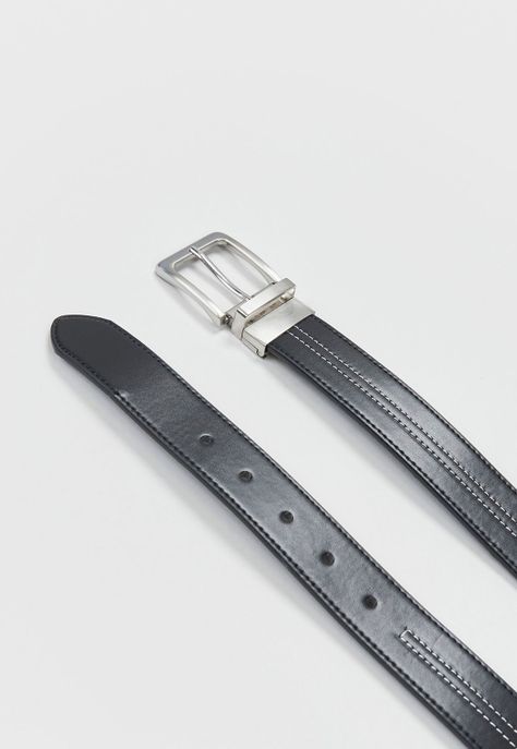 Cinturón Hombre Hebilla Reversible Negro Corona-3