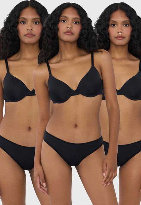 Calzón Mujer Tripack Cotton Mix Negro Corona-0