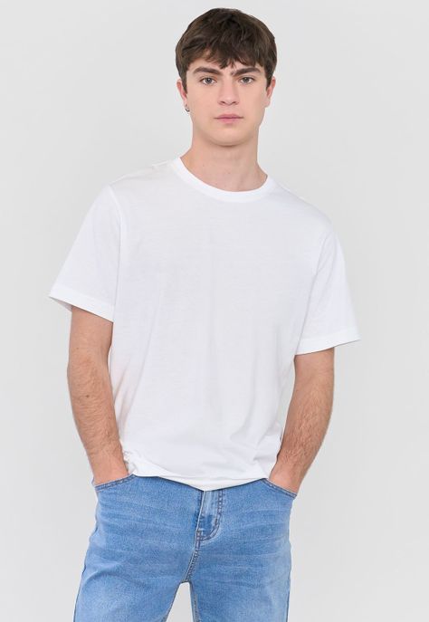 Polera Hombre R-Neck Lisa Blanco Corona-0