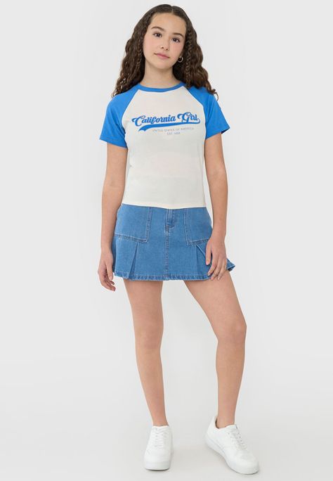 Polera Niña Teen Raglan Sporty Azul Corona-3