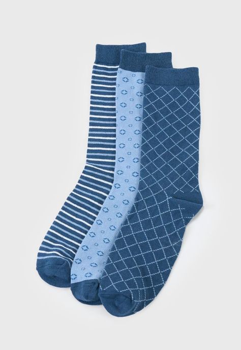 Calcetines Hombbre Tripack Mix Azul Corona-0
