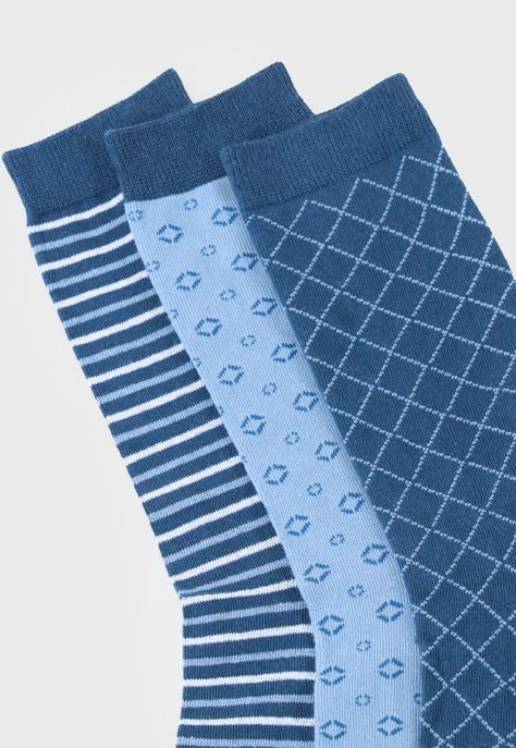 Calcetines Hombbre Tripack Mix Azul Corona-1