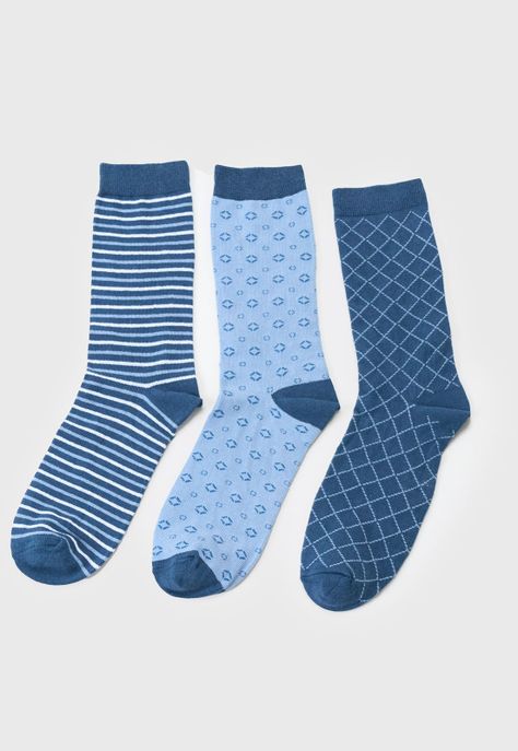 Calcetines Hombbre Tripack Mix Azul Corona-2
