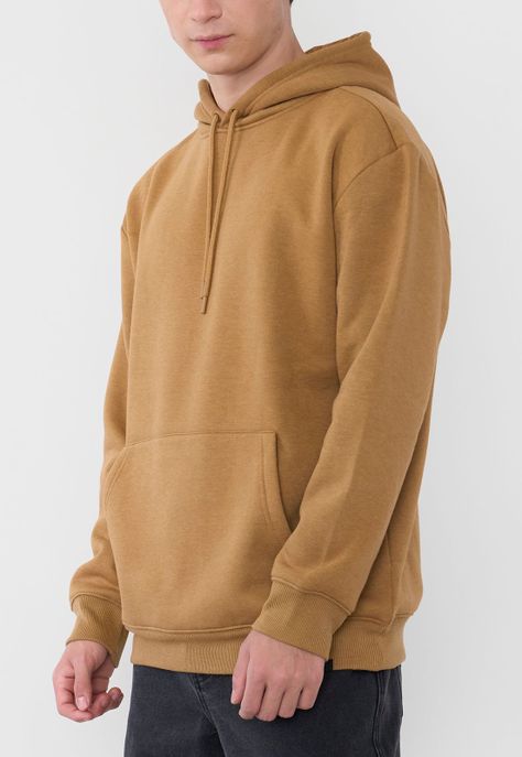 Polerón Hombre Canguro Liso Camel Corona-2