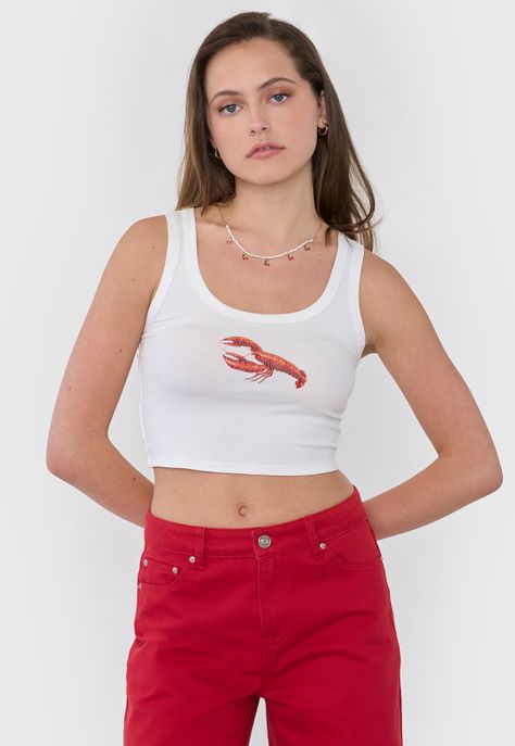 Peto Mujer Sin Mangas Print Langosta Ecru Corona-0