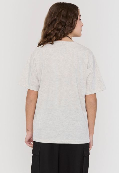 Polera Niña Teen Manga Corta Smiley Gris Melange Corona-1