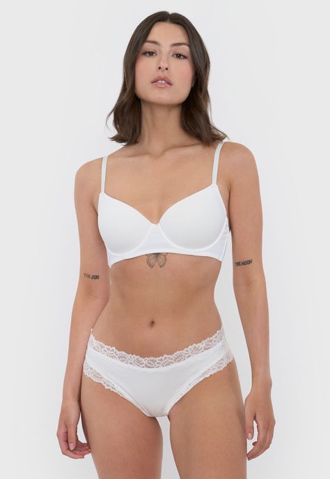 Calzón Mujer Bikini Color Ecru Corona-0