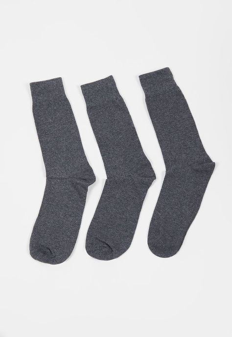 Tripack Calcetines Hombre Liso Charcoal - Hombre Corona-1