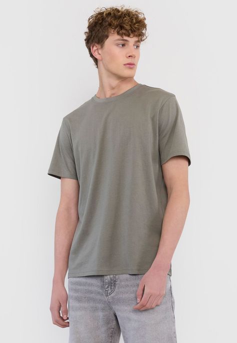 Polera Hombre Lisa R-Neck Ecru Corona-0