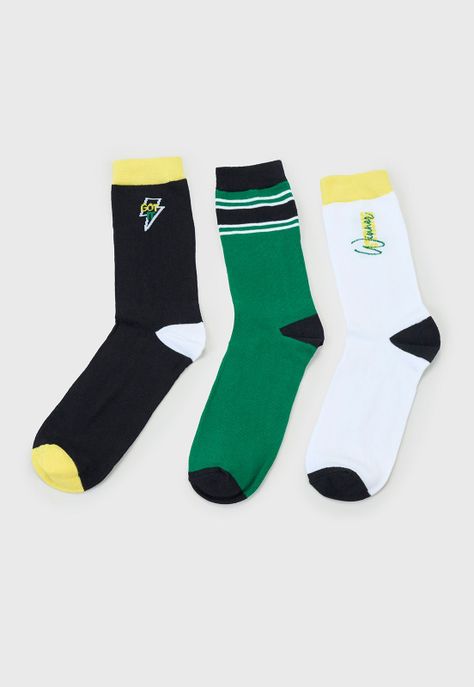 Calcetines Hombre Print Tripack Amarillo Corona-2
