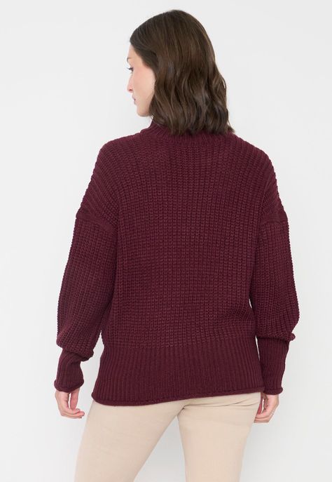 Sweater Mujer Grueso Burdeo Corona-1