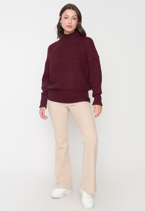 Sweater Mujer Grueso Burdeo Corona-3