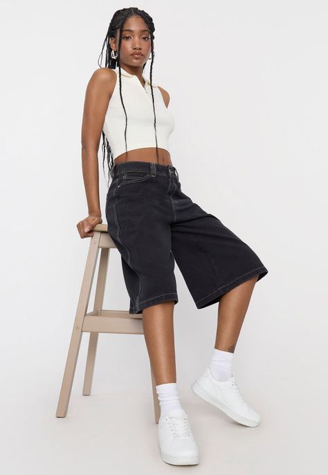 Jorts Mujer Baggy Negro Corona-0