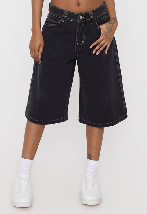 Jorts Mujer Baggy Negro Corona-1