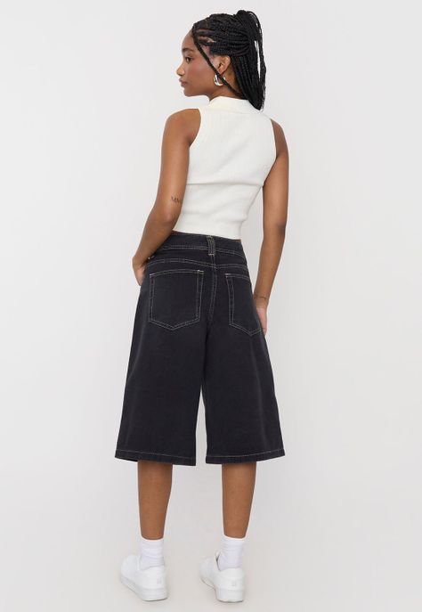 Jorts Mujer Baggy Negro Corona-2