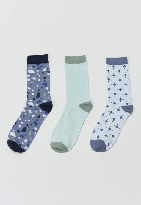 Calcetines Hombre Tripack Print Celeste Corona-2