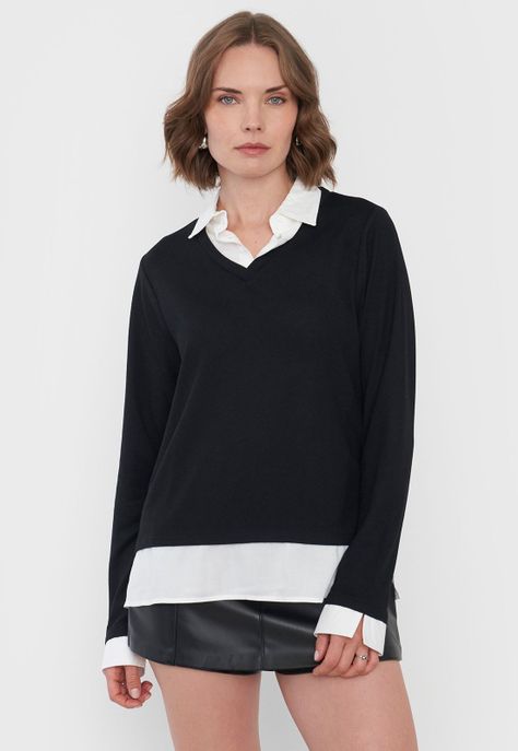 Sweater Mujer Camant Blusa Negro Corona-0