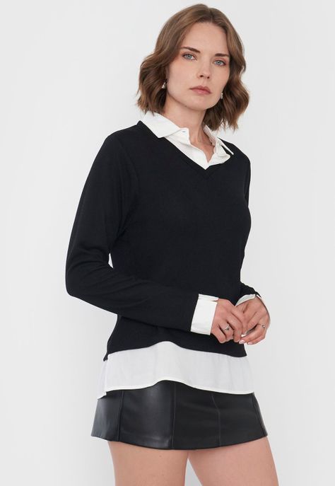 Sweater Mujer Camant Blusa Negro Corona-2