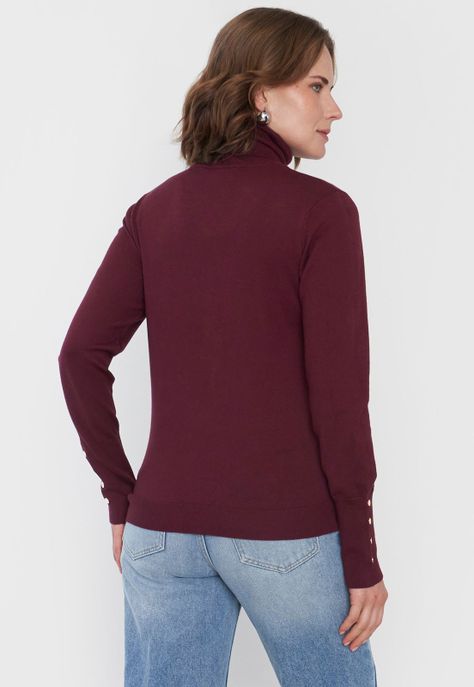 Sweater Mujer Cuello Alto Burdeo Corona-1