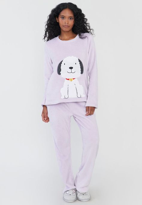 Pijama Mujer Coral Print Lavanda Corona-0