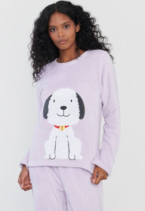 Pijama Mujer Coral Print Lavanda Corona-2