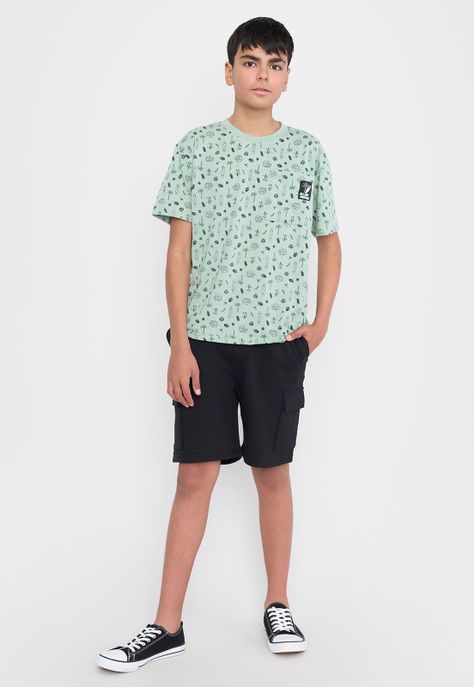Polera Niño Teen MC Full Bolsillo Aqua Corona-3