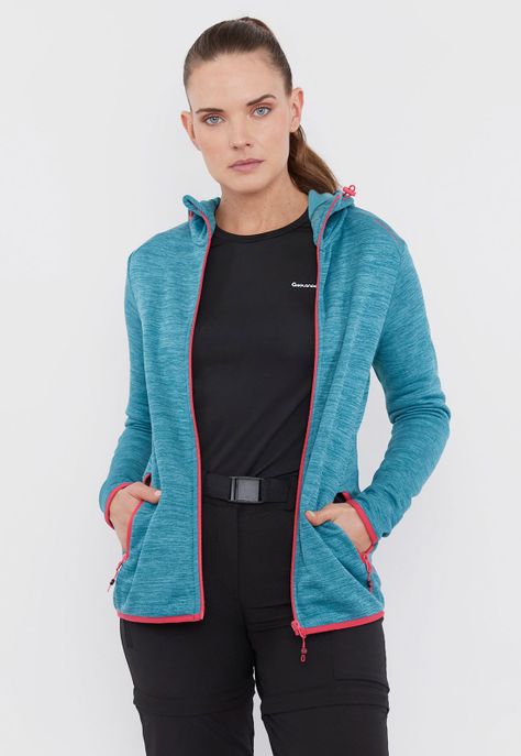 Polerón Outdoor Mujer Waffle Melange Azul Corona-0