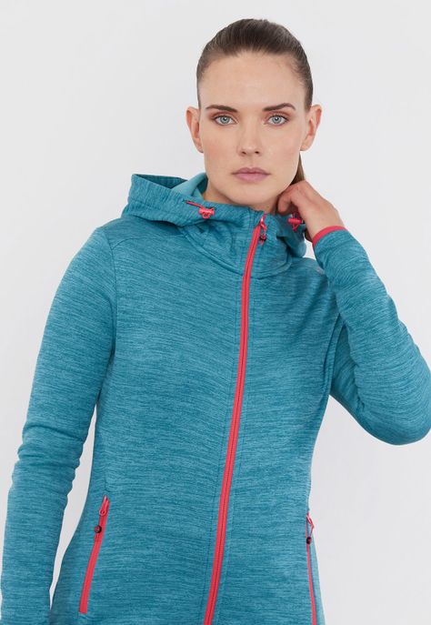 Polerón Outdoor Mujer Waffle Melange Azul Corona-2