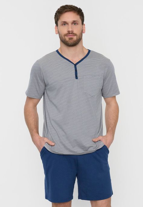 Pijama Hombre Henley Gris Corona-0