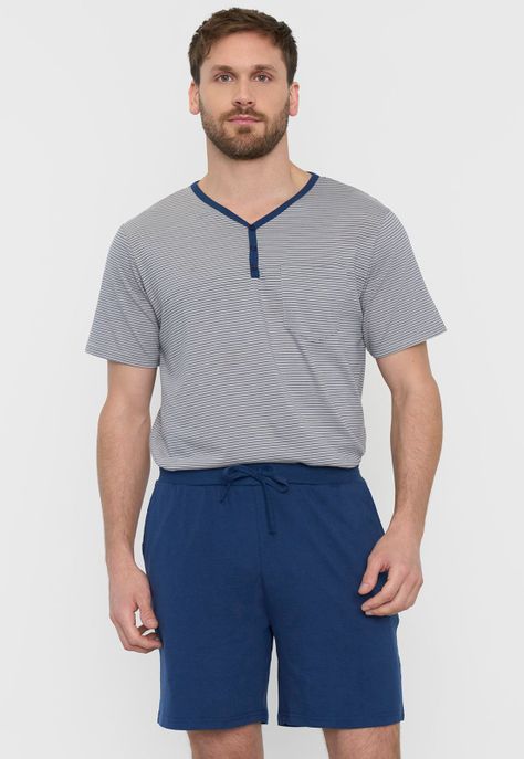 Pijama Hombre Henley Gris Corona-2