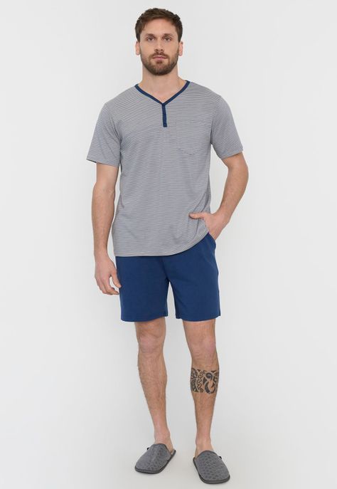 Pijama Hombre Henley Gris Corona-3
