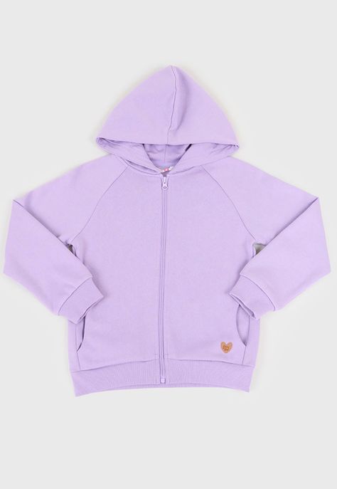 Poleron Niña Kids Full Zipper Lila Corona-0