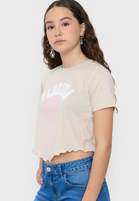 Polera Niña Teen MC Fun Roulette Beige Corona-2