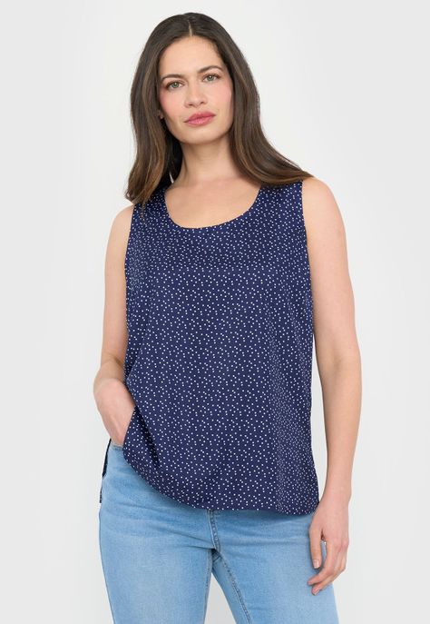 Blusa Mujer Sin Mangas Cuello Redondo Navy Print Corona-0