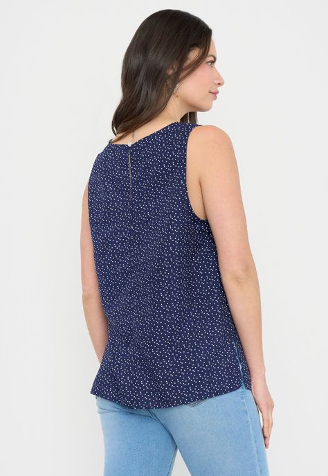 Blusa Mujer Sin Mangas Cuello Redondo Navy Print Corona-1
