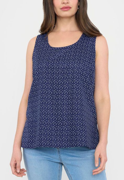 Blusa Mujer Sin Mangas Cuello Redondo Navy Print Corona-2