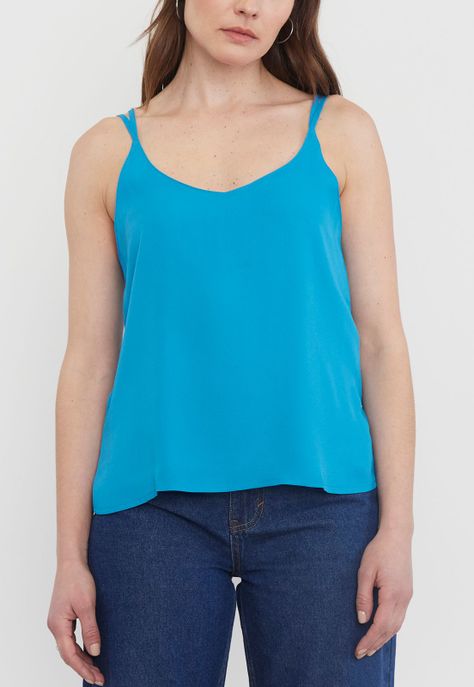Blusa Mujer Tiritas Turquesa Corona.-2