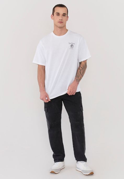 Polera Hombre Focal Print Blanco Corona-3