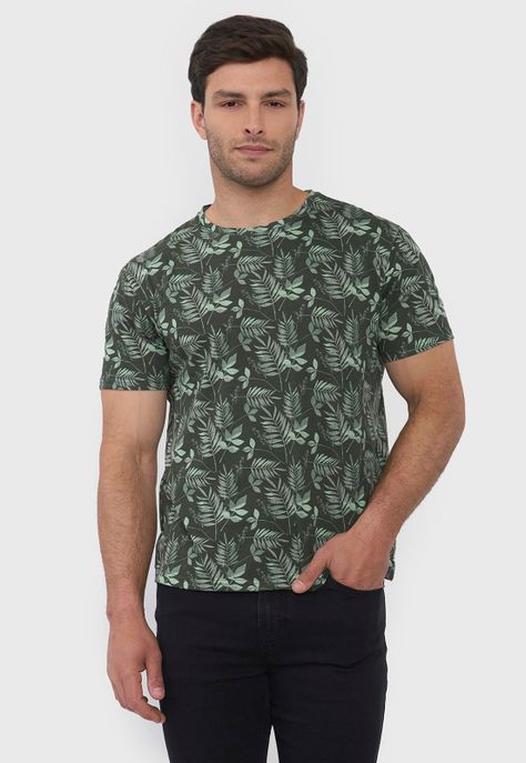 Polera Hombre Full Print Verde Corona-0