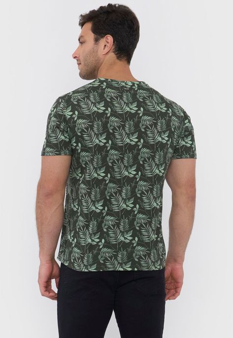 Polera Hombre Full Print Verde Corona-1