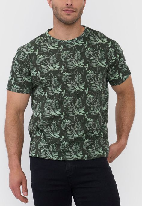 Polera Hombre Full Print Verde Corona-2
