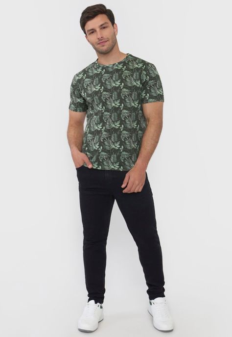 Polera Hombre Full Print Verde Corona-3